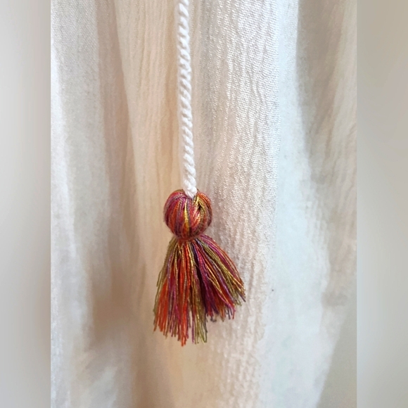 Lovestitch Women's Embroidered White Tunic Cover Up Dress | Size Medium - Picture 4 of 7